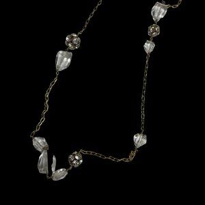 J.Crew Gold-Tone Chain Necklace Clear Beads Rhinestones Long Jewelry Accessory